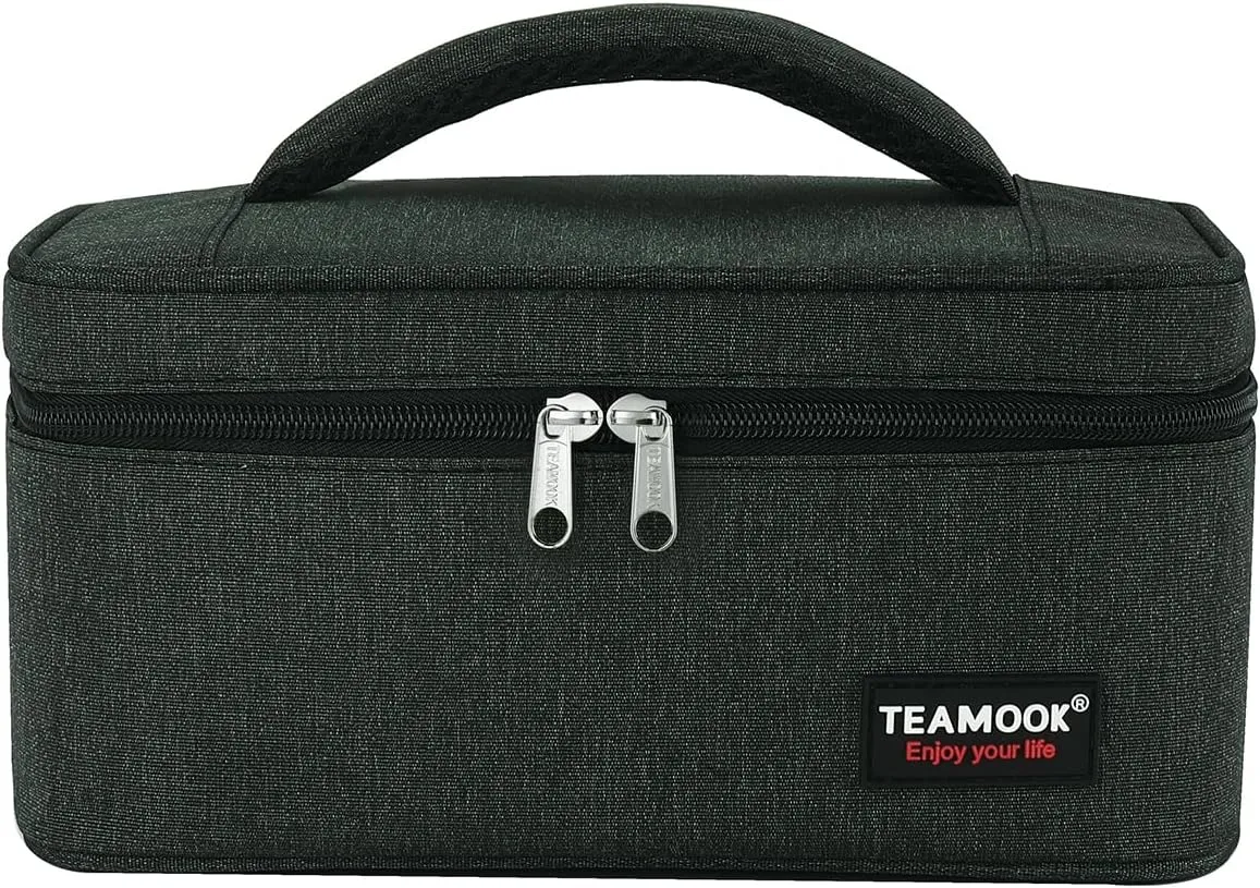 Small Lunch Bag Mini Lunch Box Insulated Portable for Adults Men Women Work with Handle En-large 5.8L Black
