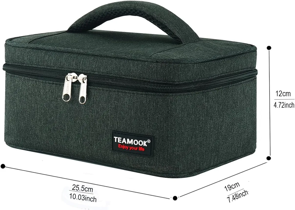 Small Lunch Bag Mini Lunch Box Insulated Portable for Adults Men Women Work with Handle En-large 5.8L Black