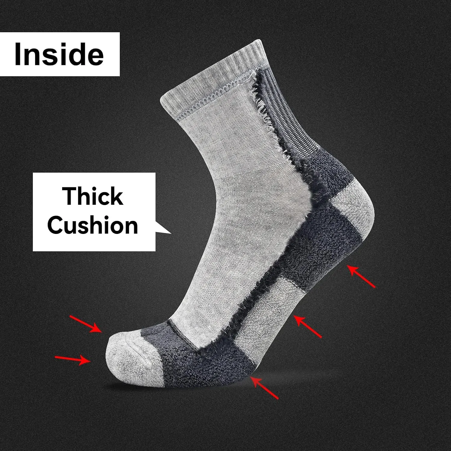 Socks Daze Merino Wool Blend Ankle Running Hiking Socks for Men Women Athletic Cushioned Quarter Walking Basketball Socks
