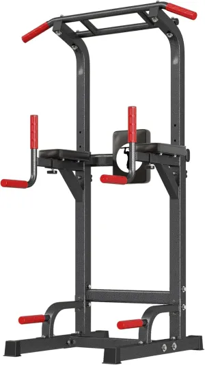 SogesHome Power Tower Pull Up Bar and Dip Stand,10 Adjustable Height Assistive Trainer Dip Station,Multi-Function Strength Training Fitness Workout Station for Home Gym Fitness Equipment，Capacity 500LBS