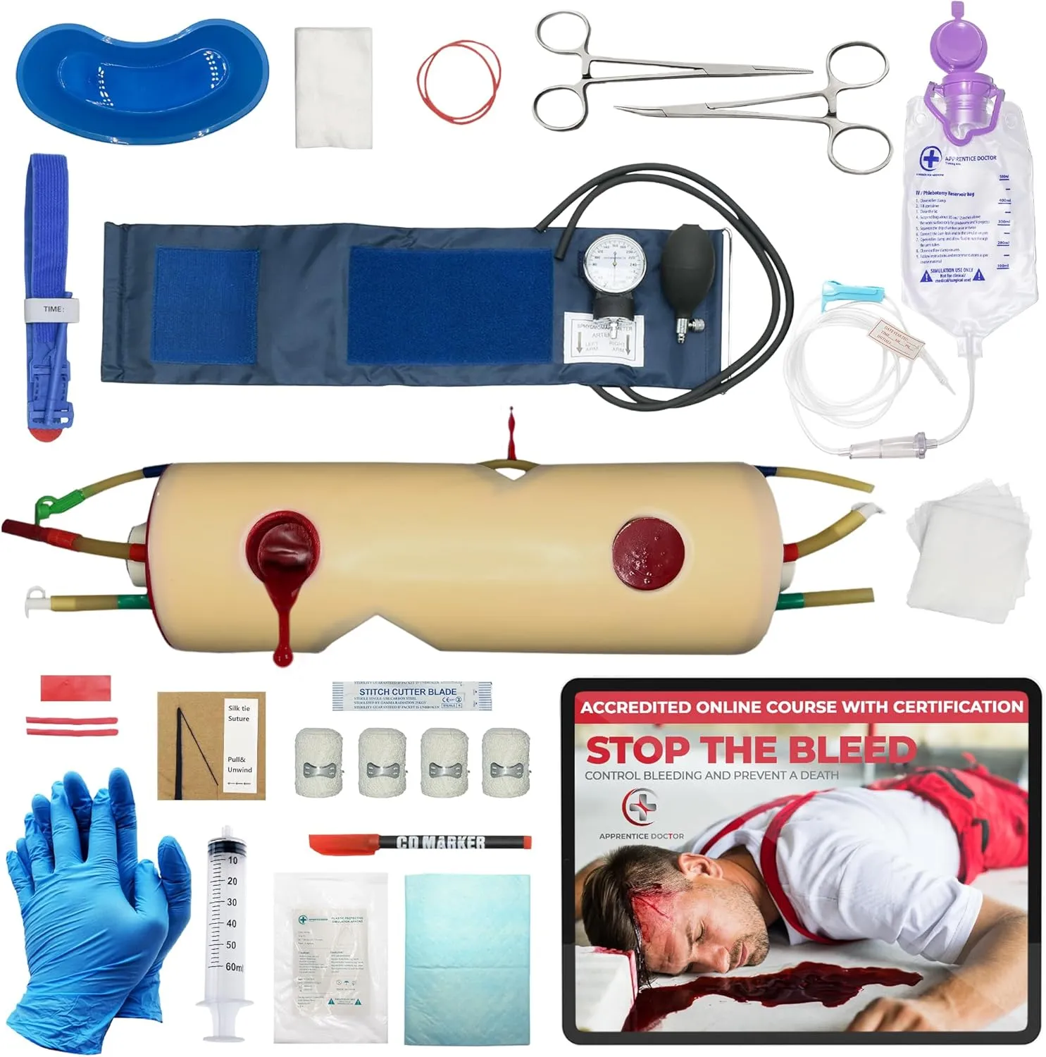 Stop The Bleed Kit by The Apprentice Doctor - Tourniquet Kit - Bleeding Control Kit with an Accredited Online Course Designed to Train Members of The Public & Training Medical Professionals.