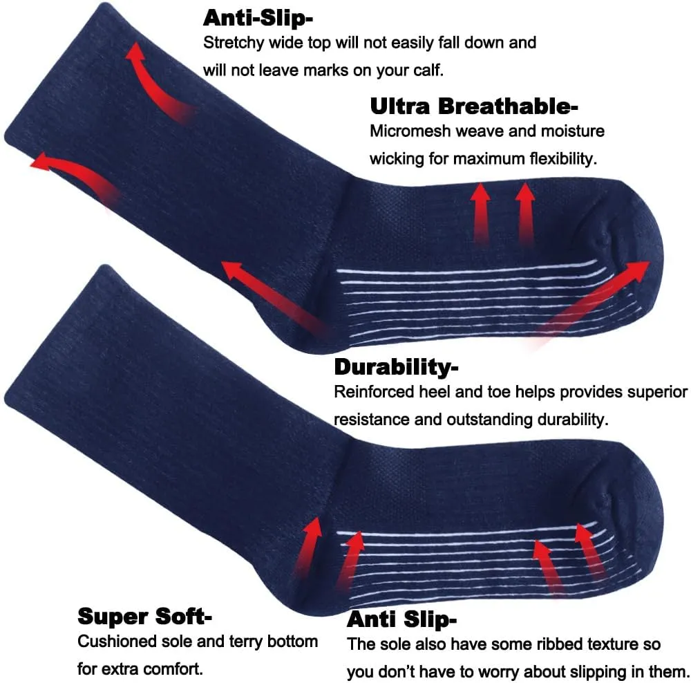 Sunew Viscose Bamboo Socks, Unisex Cushioned Comfortable Crew Workout Hiking Socks 6 Pairs
