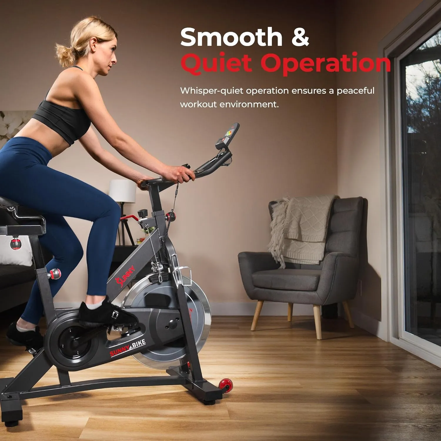Sunny Health & Fitness Pro Cycling Stationary Bike, 40 LB Flywheel & 4-Way Adjustable Seat for Home Exercise & Indoor Cycle/Cardio Workout, Optional Free SunnyFit App Bluetooth Connection