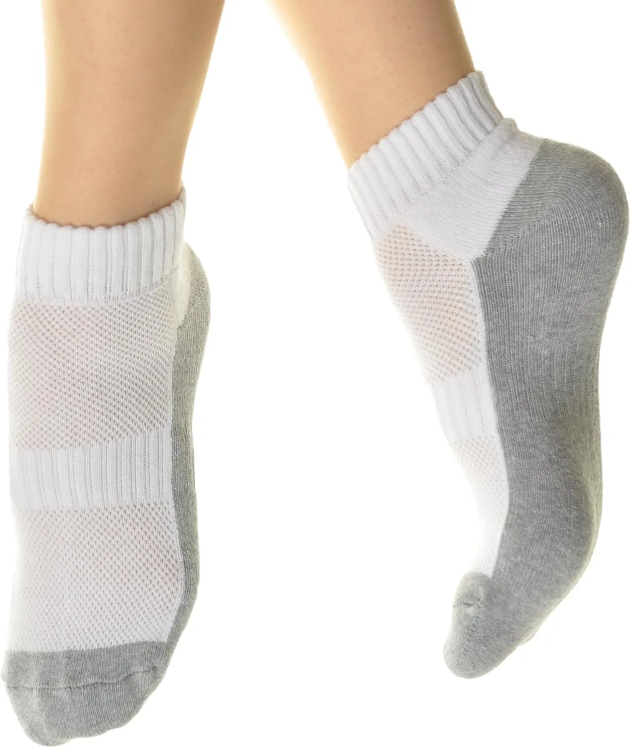 Swan Unisex Cotton Ankle Socks with Arch Support and Cushioned Soles (12-Pack)