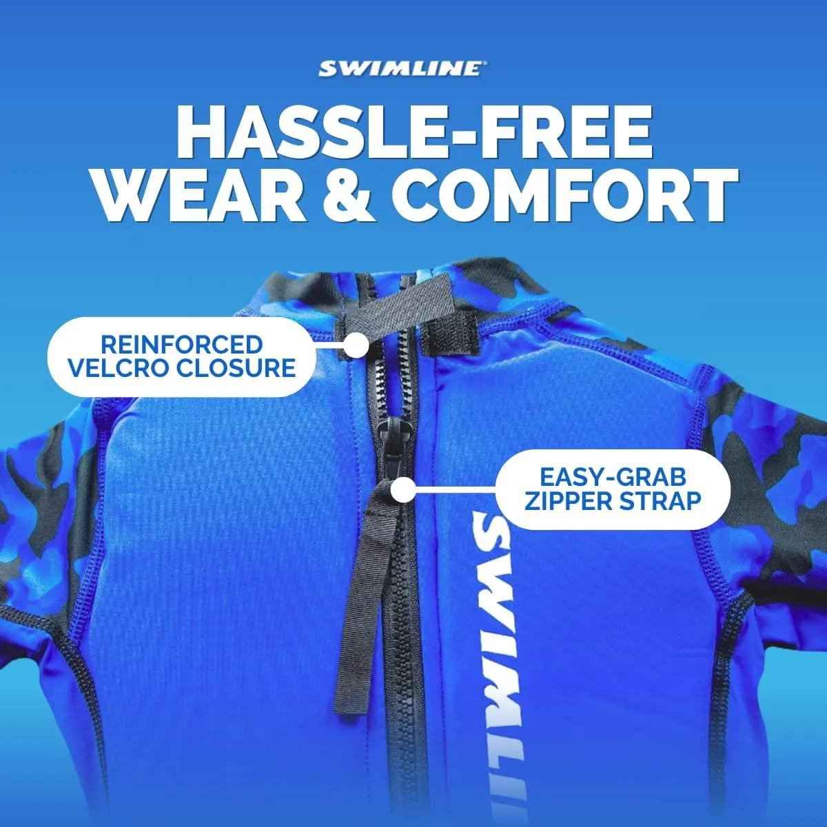 SWIMLINE Blue Swim Trainer Floating Vest Suit For Kids & Toddlers Ages 1-3 Boys/Girls -Comfortable Zip Up Buoyant Foam Swimming Life Jackets Puddle Jumpers 20-30 Pounds Lbs Children Learning Swimwear