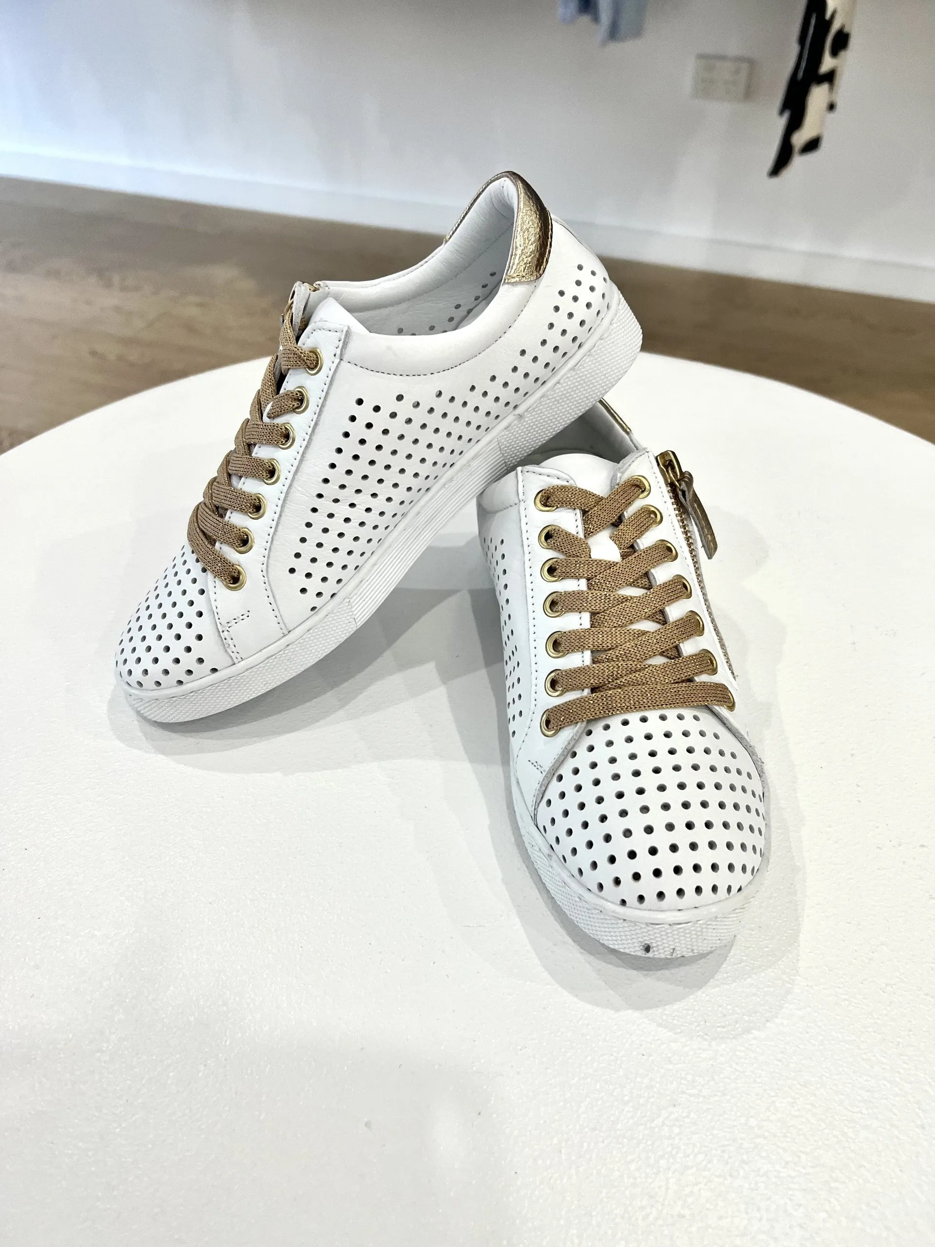 TEMPLE LEATHER LACE UP || WHITE/ROSE GOLD