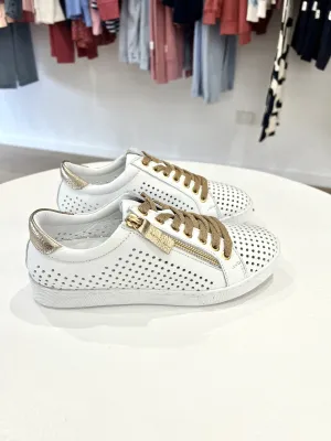 TEMPLE LEATHER LACE UP || WHITE/ROSE GOLD