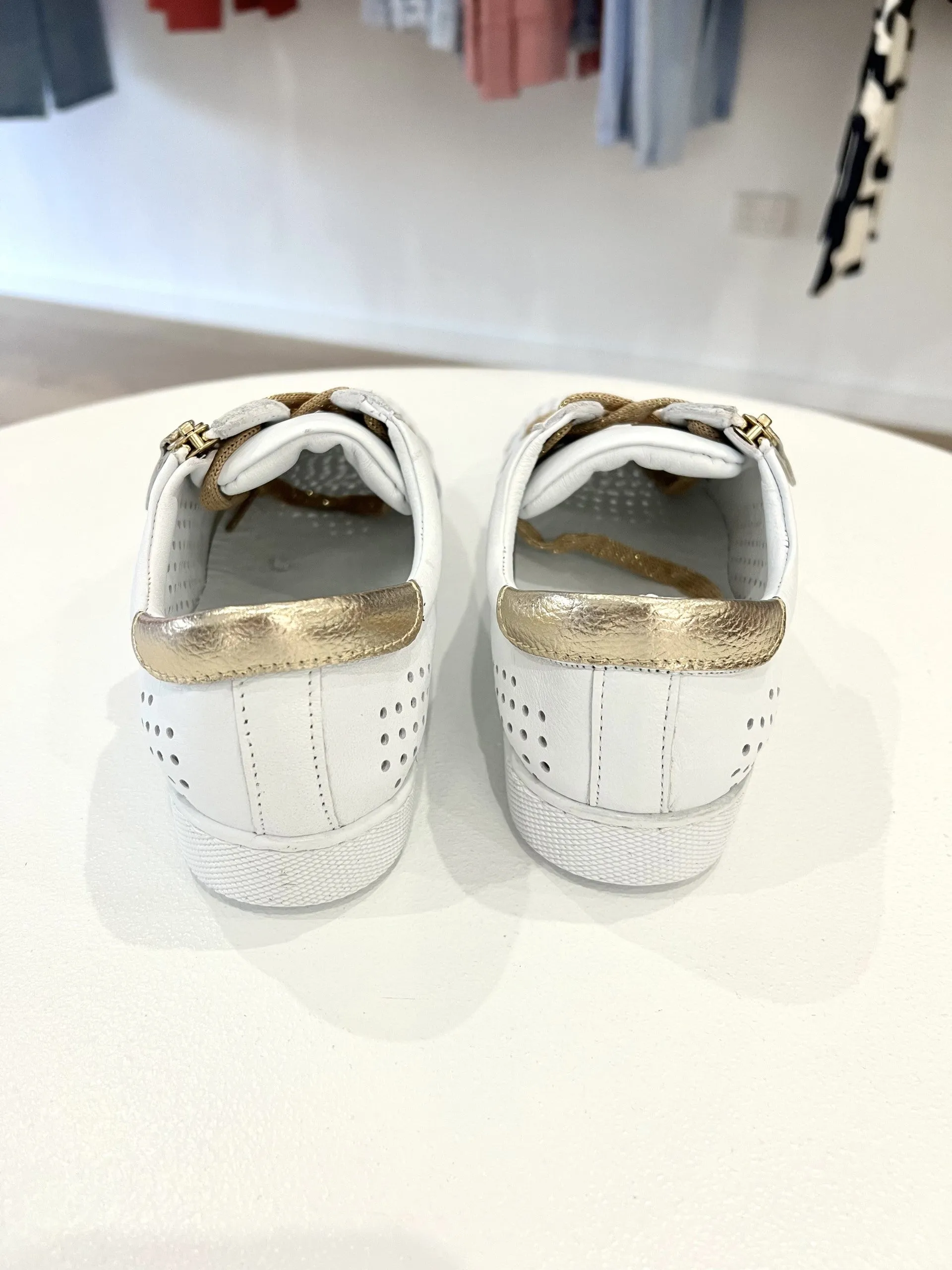 TEMPLE LEATHER LACE UP || WHITE/ROSE GOLD
