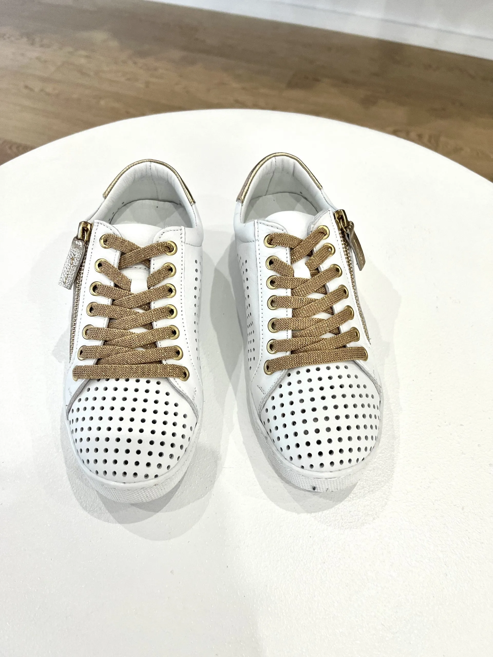 TEMPLE LEATHER LACE UP || WHITE/ROSE GOLD