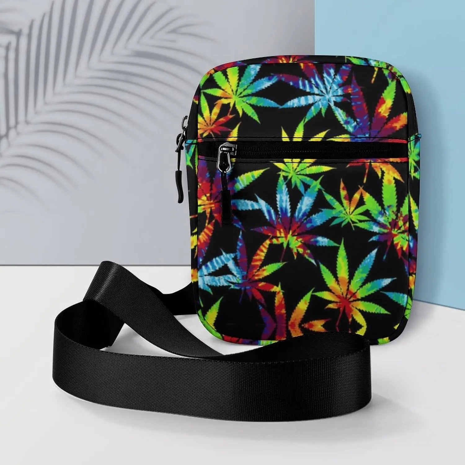 Tie Dye Marijuanaweed Leaf Art Crossbody Bag Small Shoulder Bag Waterproof, Lightweight And Convenient