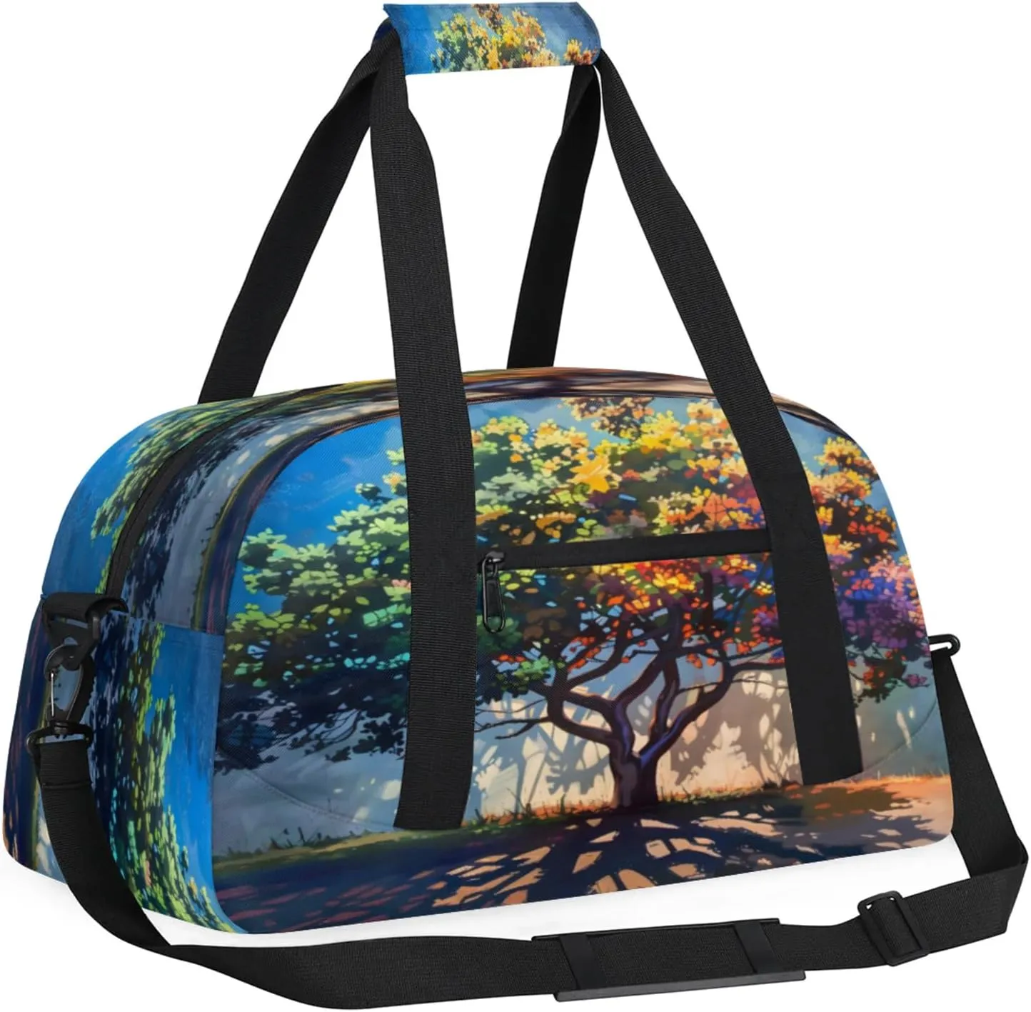 Tree Colorful Small Gym Bag 18 inch Carry On Duffel Bag for Weekender Travel Sports Workout Yoga Gymnastics Dance Ballet
