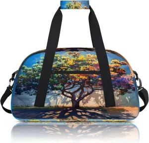 Tree Colorful Small Gym Bag 18 inch Carry On Duffel Bag for Weekender Travel Sports Workout Yoga Gymnastics Dance Ballet