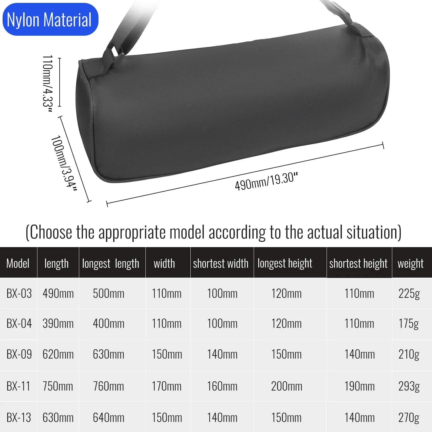 Tripod Carrying Case - 19.69 in x 4.33 in x 4.72 in - 600D Oxford Tripod Carrying Case Bag with Strap for Light Stands, Boom Stand, Tripod