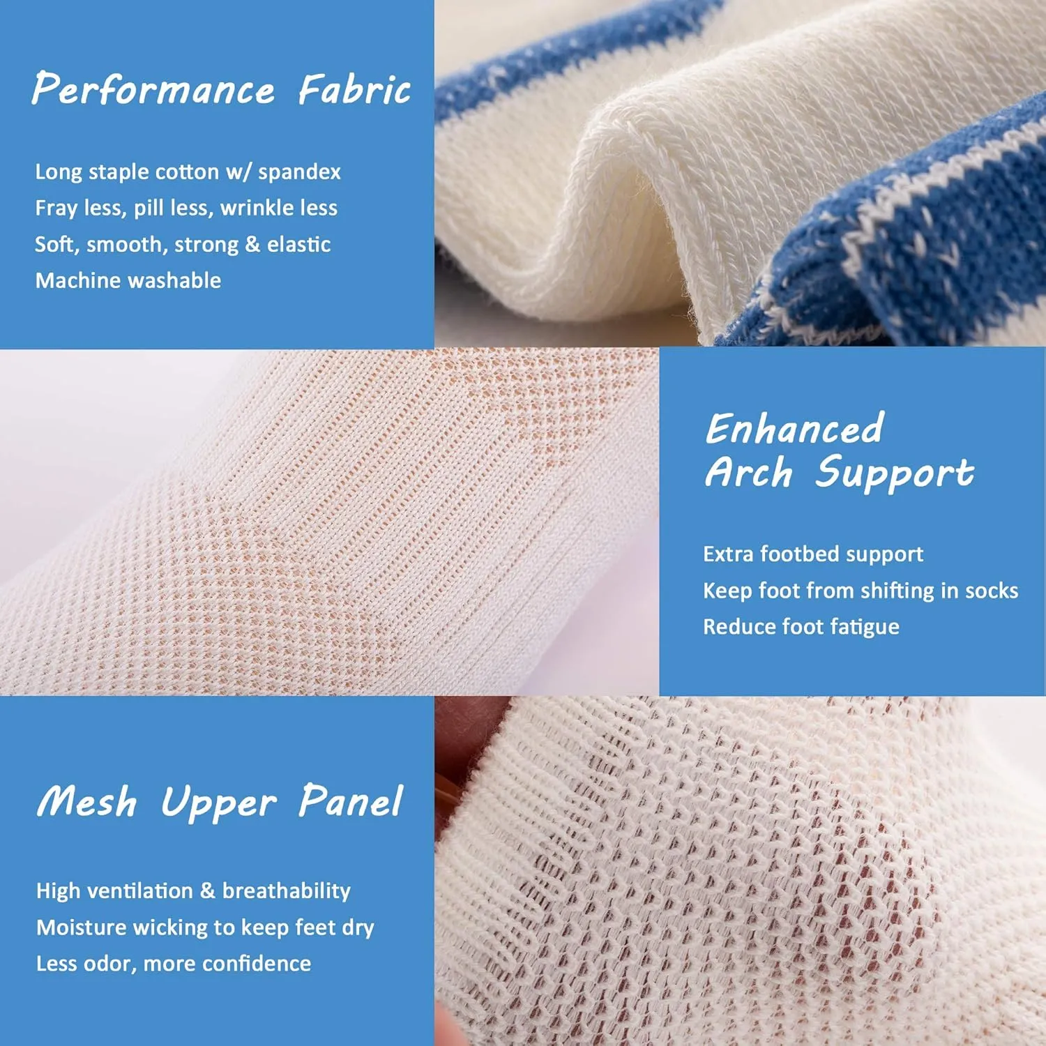 u&i Men's Performance Cushion Cotton Low Cut Ankle Athletic Socks (6-Pack/12-Pack)