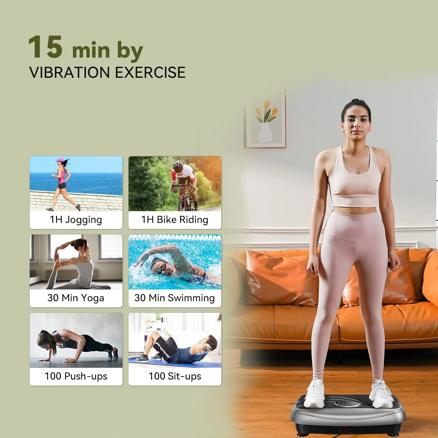 UCIN Vibration Plate Exercise Machine, Vibration Plate for Lymphatic Drainage, 330 Lbs Capacity Vibrating Plate for Weight Loss Home Fitness with Resistance Bands/Pilates Ball