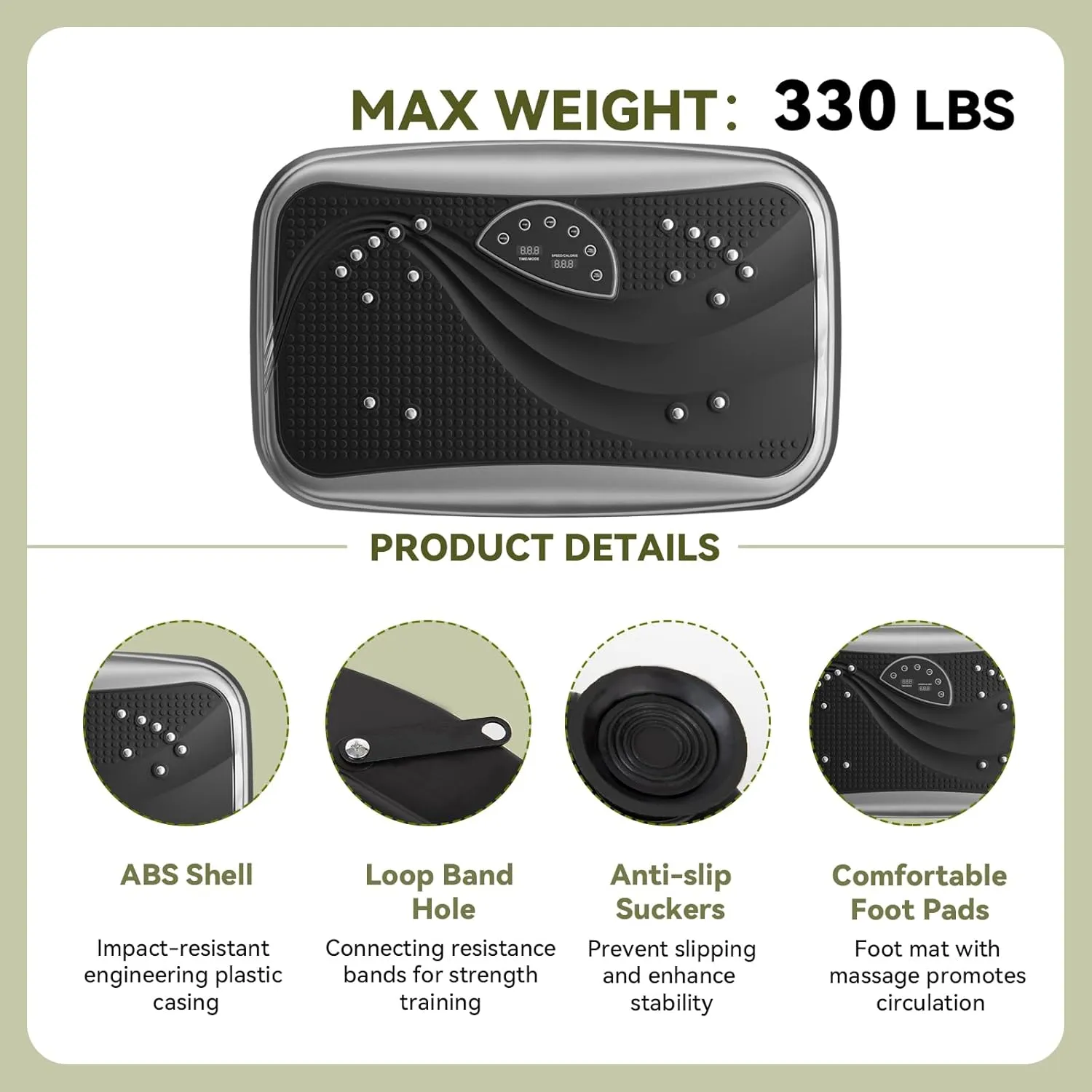 UCIN Vibration Plate Exercise Machine, Vibration Plate for Lymphatic Drainage, 330 Lbs Capacity Vibrating Plate for Weight Loss Home Fitness with Resistance Bands/Pilates Ball