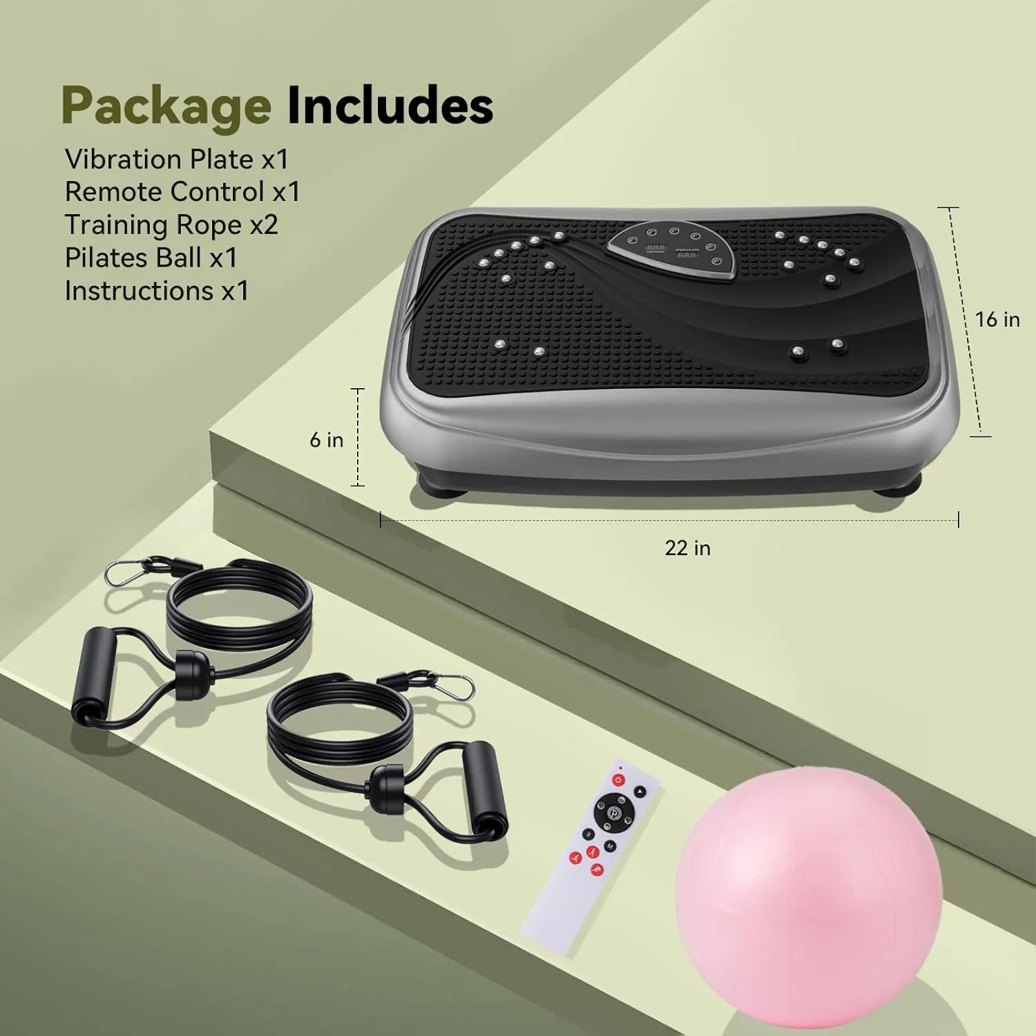 UCIN Vibration Plate Exercise Machine, Vibration Plate for Lymphatic Drainage, 330 Lbs Capacity Vibrating Plate for Weight Loss Home Fitness with Resistance Bands/Pilates Ball