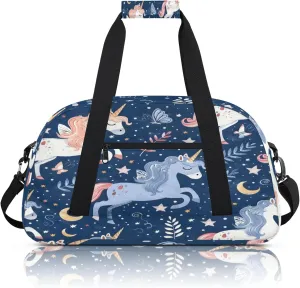 Unicorn Cute Funny Small Gym Bag 18 inch Carry On Duffel Bag for Weekender Travel Sports Workout Yoga Gymnastics Dance Ballet
