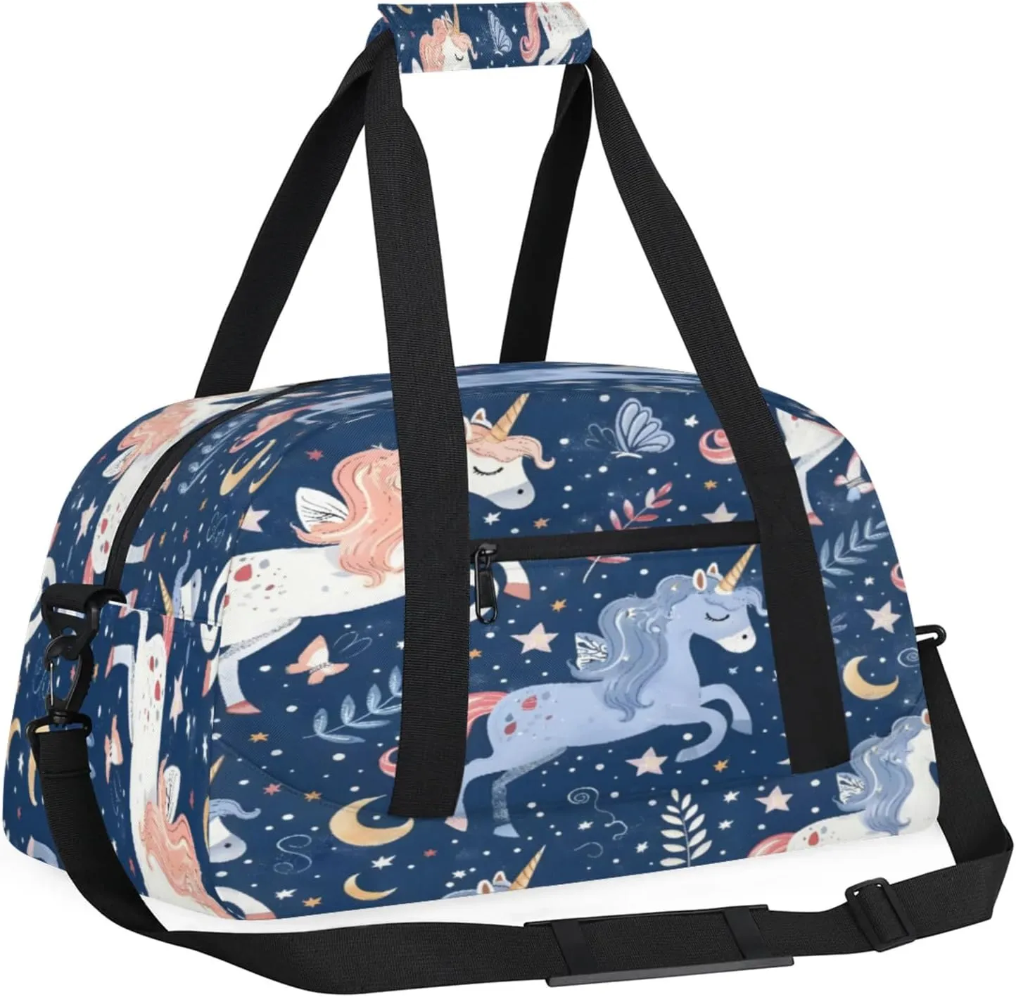 Unicorn Cute Funny Small Gym Bag 18 inch Carry On Duffel Bag for Weekender Travel Sports Workout Yoga Gymnastics Dance Ballet