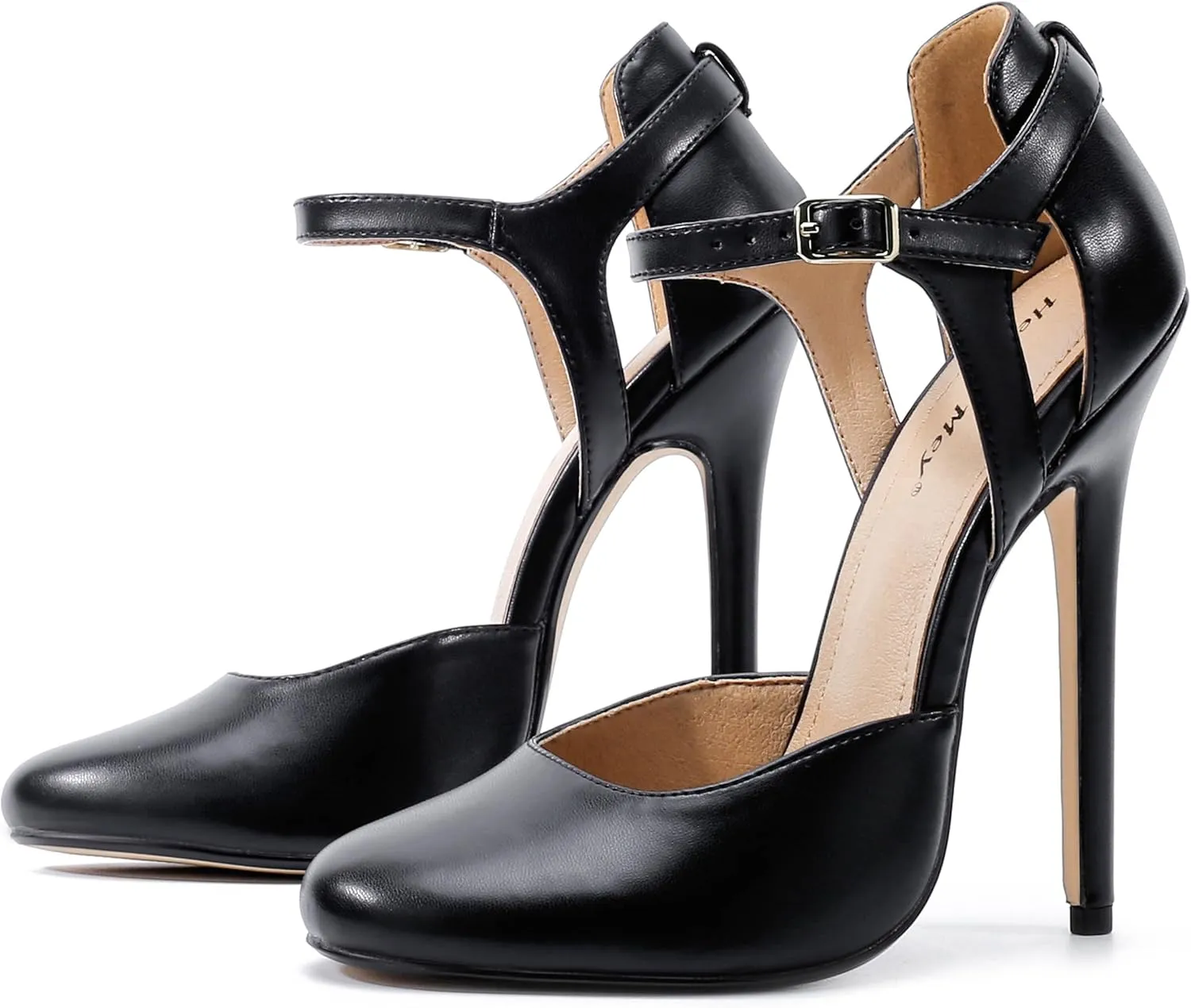 Unisex Men's Women's Round Toe High Heels Stiletto Patent Leather Heels Ankle Strap Pumps Dress Party Shoes