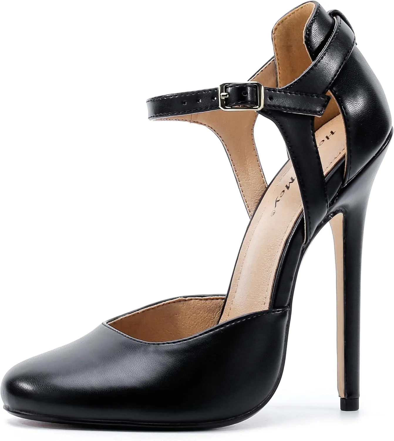 Unisex Men's Women's Round Toe High Heels Stiletto Patent Leather Heels Ankle Strap Pumps Dress Party Shoes