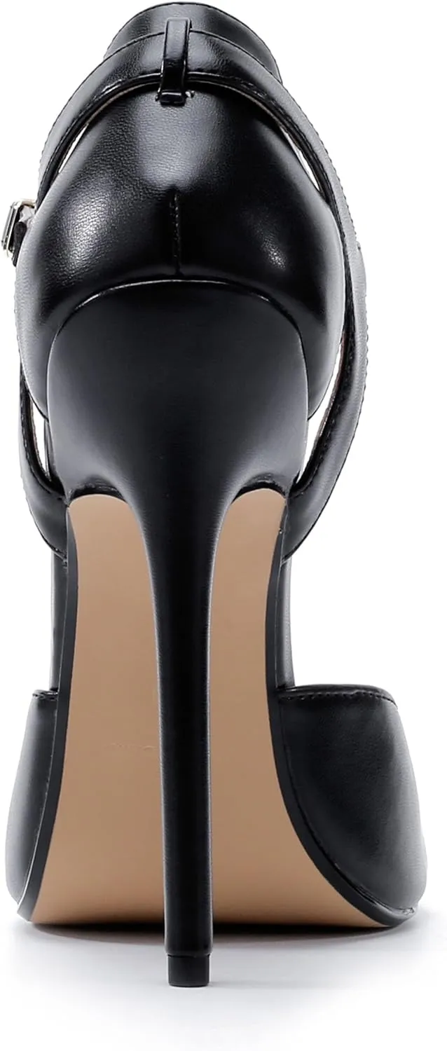 Unisex Men's Women's Round Toe High Heels Stiletto Patent Leather Heels Ankle Strap Pumps Dress Party Shoes
