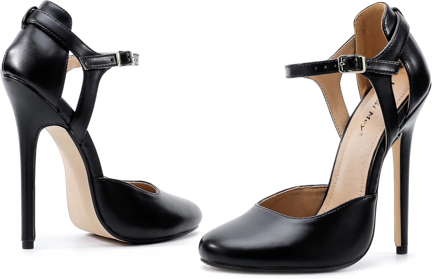Unisex Men's Women's Round Toe High Heels Stiletto Patent Leather Heels Ankle Strap Pumps Dress Party Shoes