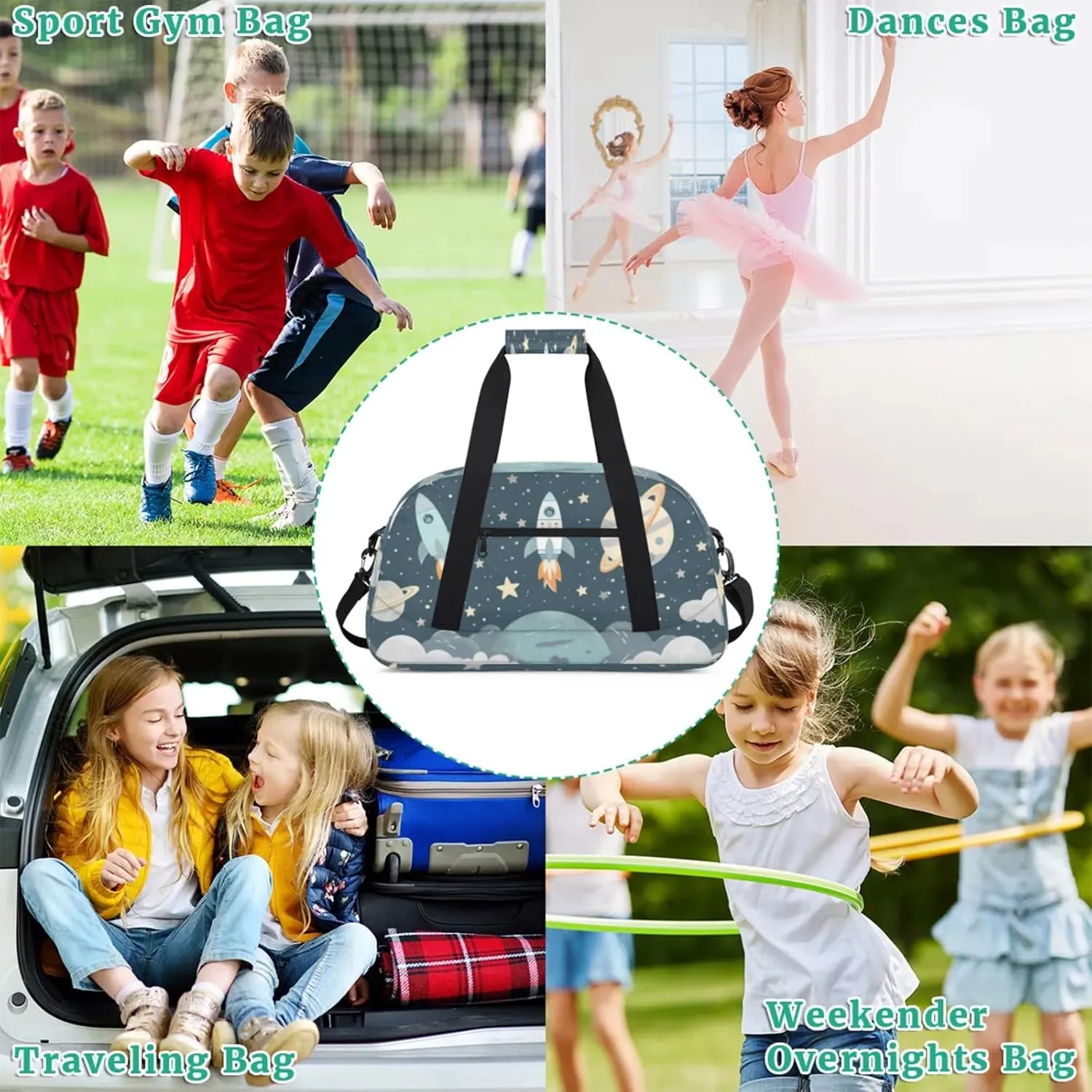 Universe Galaxy Space Gym Bag for Women Men, Sports Travel Duffel Bag Lightweight Workout Bag Carry On Overnight Weekender Bag