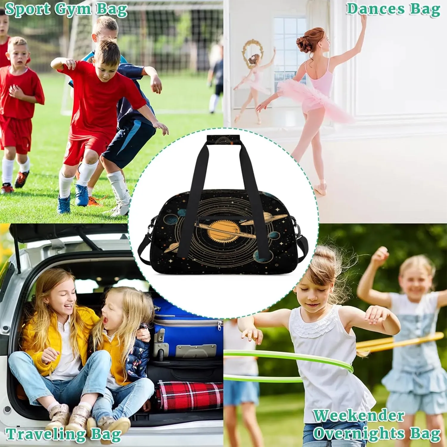 Universe Solar System Planets Gym Bag for Women Men, Sports Travel Duffel Bag Lightweight Workout Bag Carry On Overnight Weekender Bag