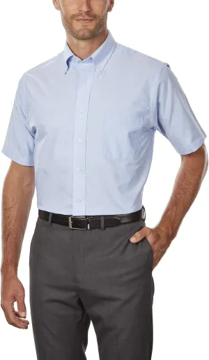 Van Heusen Men's Short Sleeve Dress Shirt Regular Fit Oxford Solid