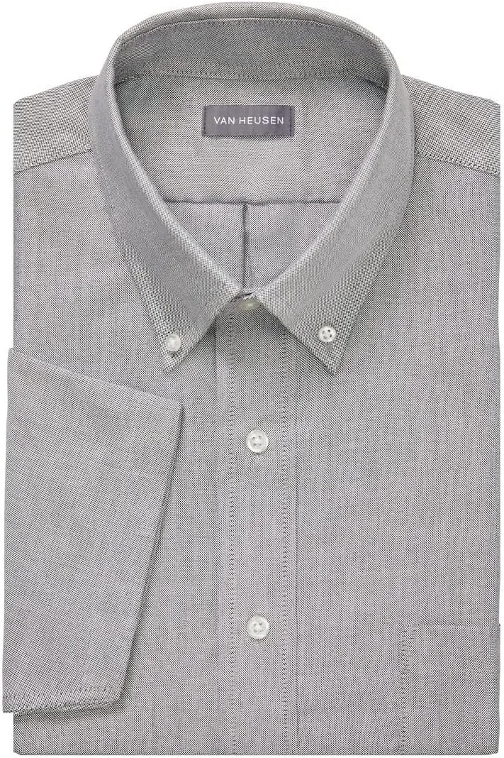 Van Heusen Men's Short Sleeve Dress Shirt Regular Fit Oxford Solid