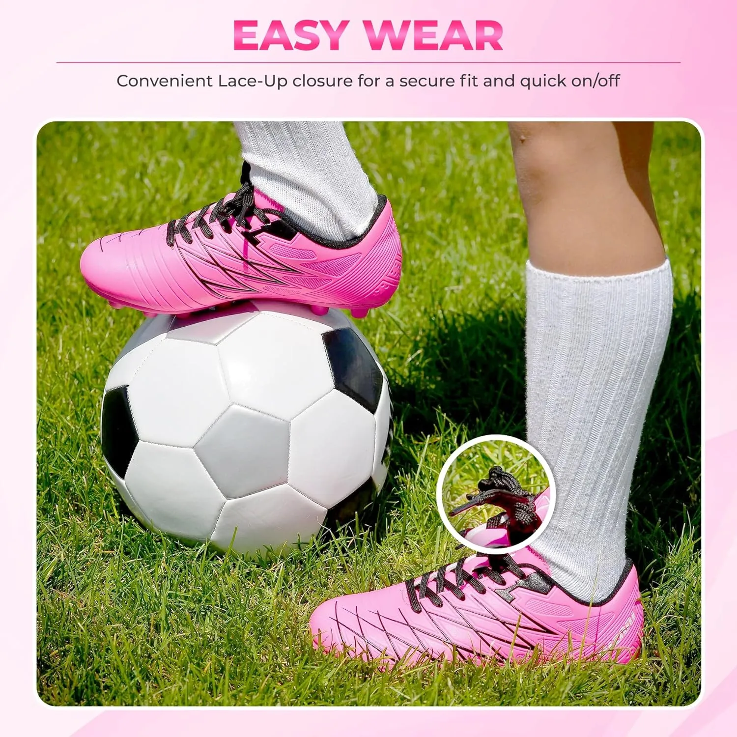 Vizari Boca Firm Ground Soccer Cleats - Lightweight, Durable & Comfortable Kids & Youth Soccer Cleats with Excellent Traction - Girls & Boys Soccer Shoes with Padded Heel & Anti-Stretch Lining