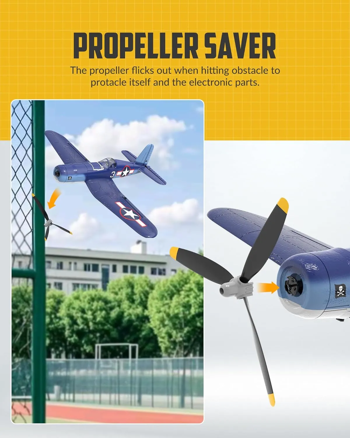 VOLANTEXRC RC Plane for Beginners, 4CH WWII RC Airplane F4U Corsair with Aileron, 2.4Ghz Remote Control Plane with Xpilot Self Righting&One Key Aerobatic&Upgraded Canopy (761-8V2 RTF)