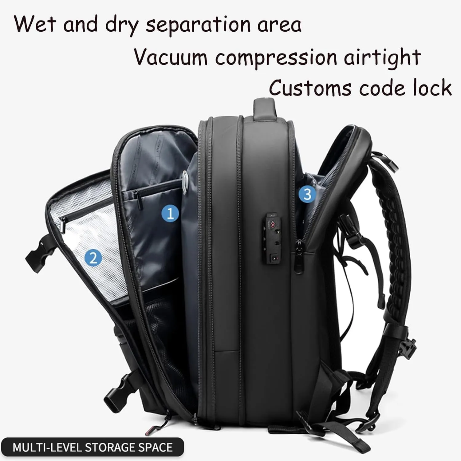 Voyagevac Backpack, 2025 Upgraded 60l Expandable Backpack with Vacuum Compression (Black 1.0)