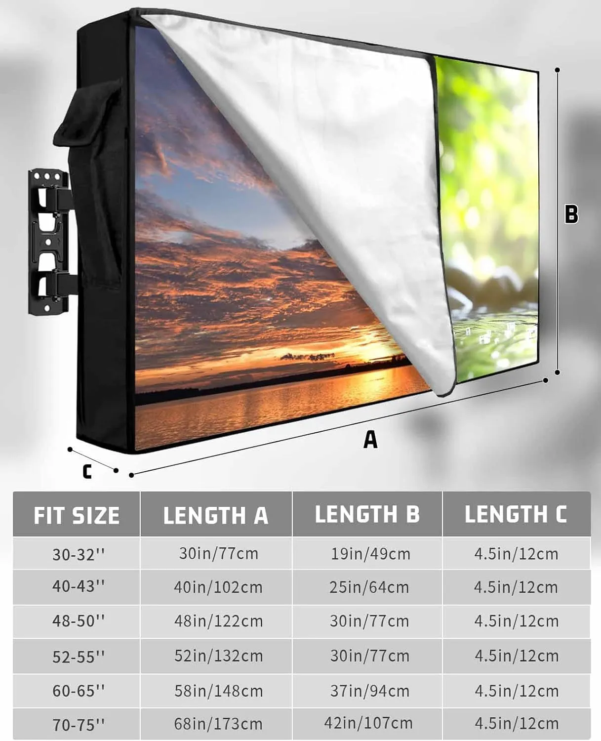 Waterproof Outdoor TV Cover 40 to 43 Inch, Zen Meditation Plumeria Flower Outside Flat Screen Televisions Weatherproof Cover Size 40"L x 25"H, Flowing Water Forest TV Protector With Zipper