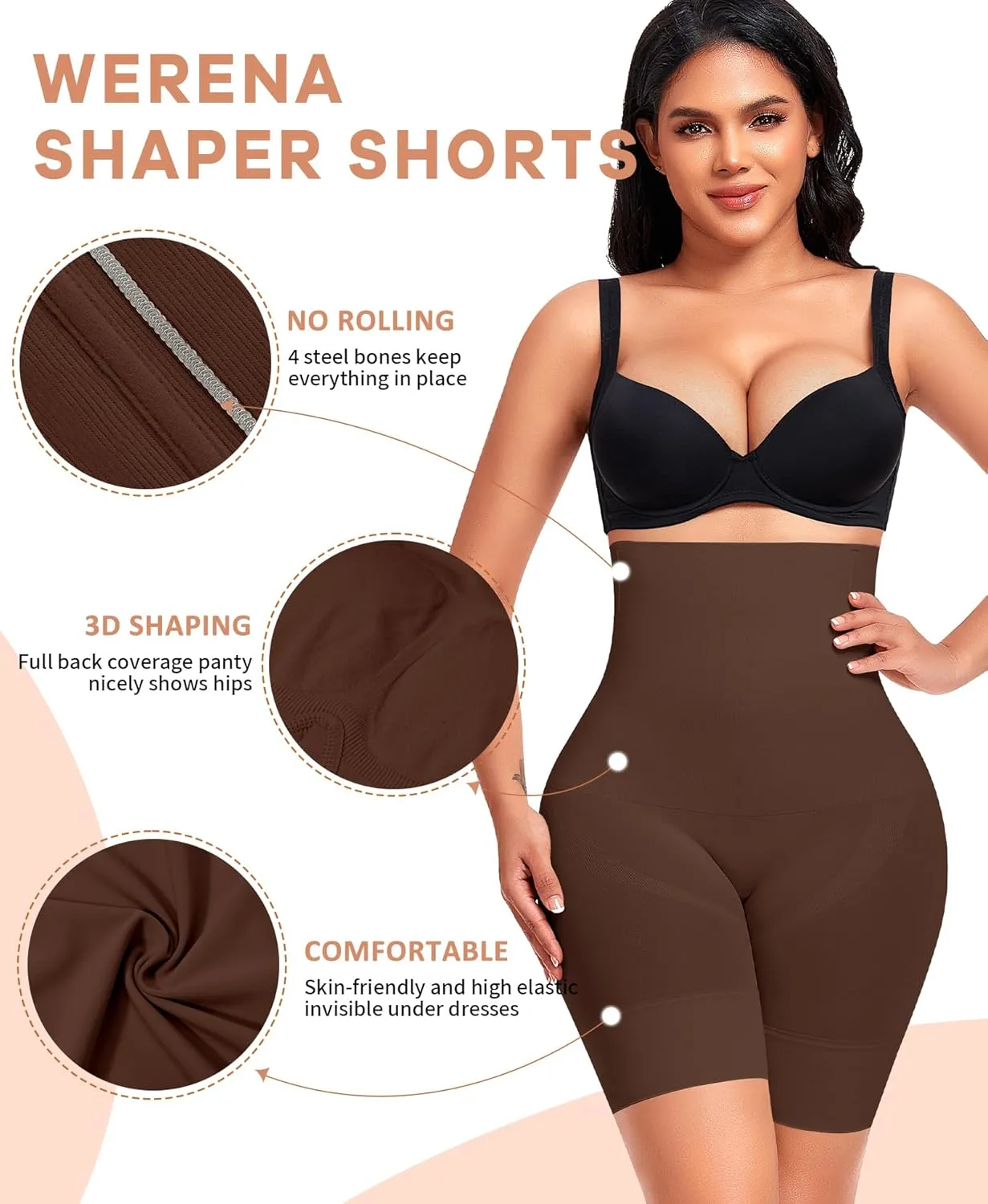 Werena Tummy Control Shapewear Shorts for Women Seamless High Waisted Body Shaper Shaping Underwear Girdle Panties