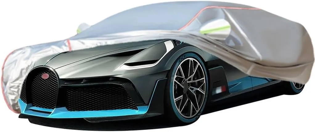 WOLWES Car Cover are Suitable for Bugatti Divo All-Weather Windproof, Snowproof, Rainproof, UV-Protected and Breathable All-Season Universal with Side Door Zip Oxford Cloth Car Cover (Color : White)