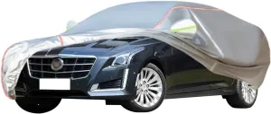 WOLWES Car Cover are Suitable for Cadillac CTS All-Weather Windproof, Snowproof, Rainproof, UV-Protected and Breathable All-Season Universal with Side Door Zip Oxford Cloth Car Cover (Color : White)