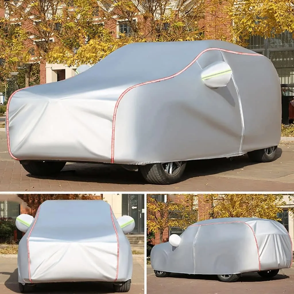 WOLWES Car Cover are Suitable for MG MG4 All-Weather Windproof, Snowproof, Rainproof, UV-Protected and Breathable All-Season Universal with Side Door Zip Oxford Cloth Car Cover (Color : White)