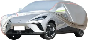 WOLWES Car Cover are Suitable for MG MG4 All-Weather Windproof, Snowproof, Rainproof, UV-Protected and Breathable All-Season Universal with Side Door Zip Oxford Cloth Car Cover (Color : White)