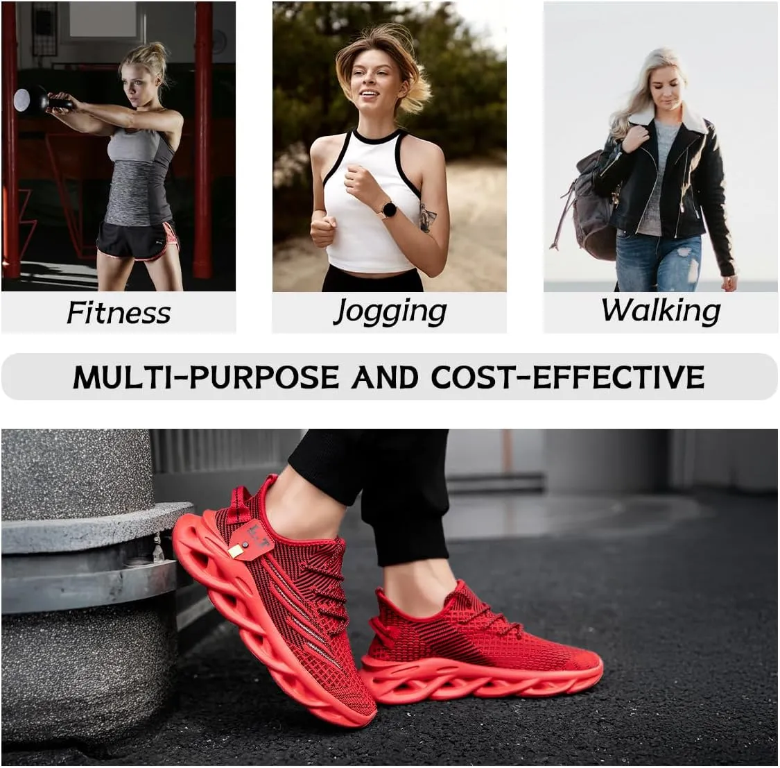 Women Running Shoes Slip On Sneakers Breathable Non-Slip Cushioned Sports Shoes for All-Day Comfort Walking Fitness Jogging with Lightweight EVA Elastic Sole