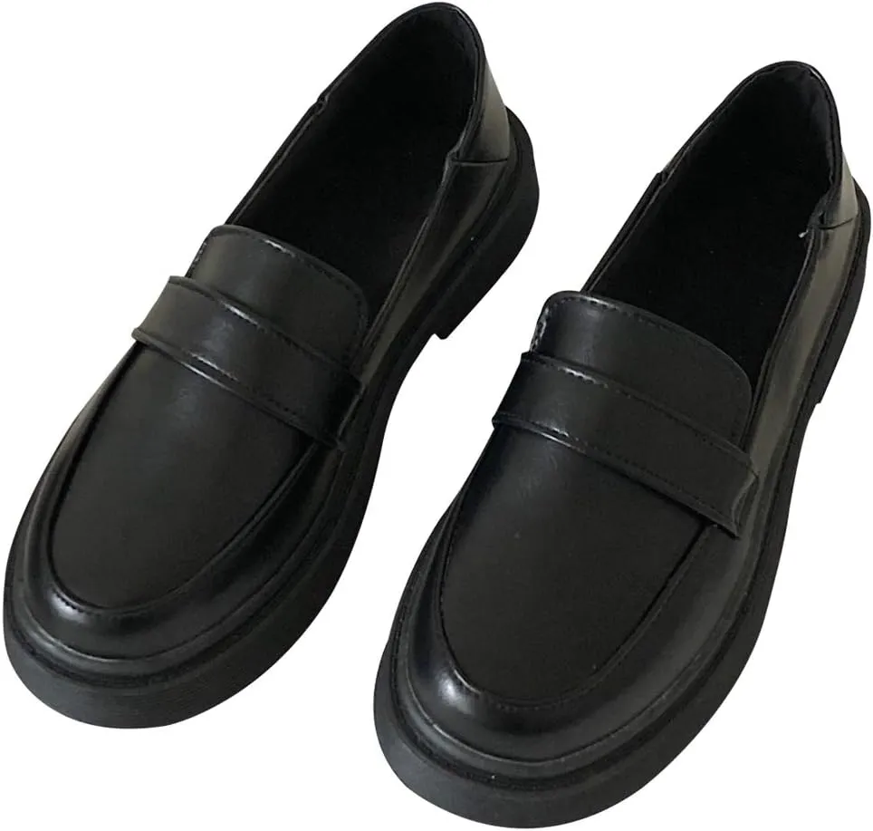 Women's JK Uniform Dress Shoes Slip on Oxford Shoes Classic Penny Loafers Anime Cosplay Use