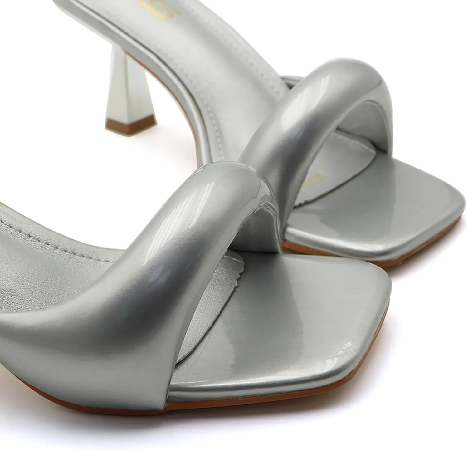 Women's Leather One Band Square Open Toe Stiletto Slide Sandals Fashion Slip-On Sexy Kitten Heel Mule Sandals Wedding Party Evening Prom Dance Backless Dress Slipper Pump Shoes