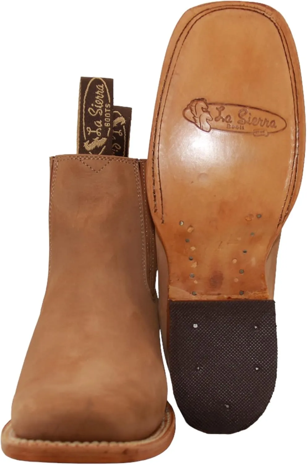 Women's Leather Short Ankle Cowboy Boots, Low Heel Western Bootie
