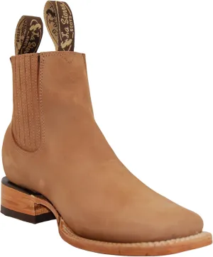 Women's Leather Short Ankle Cowboy Boots, Low Heel Western Bootie
