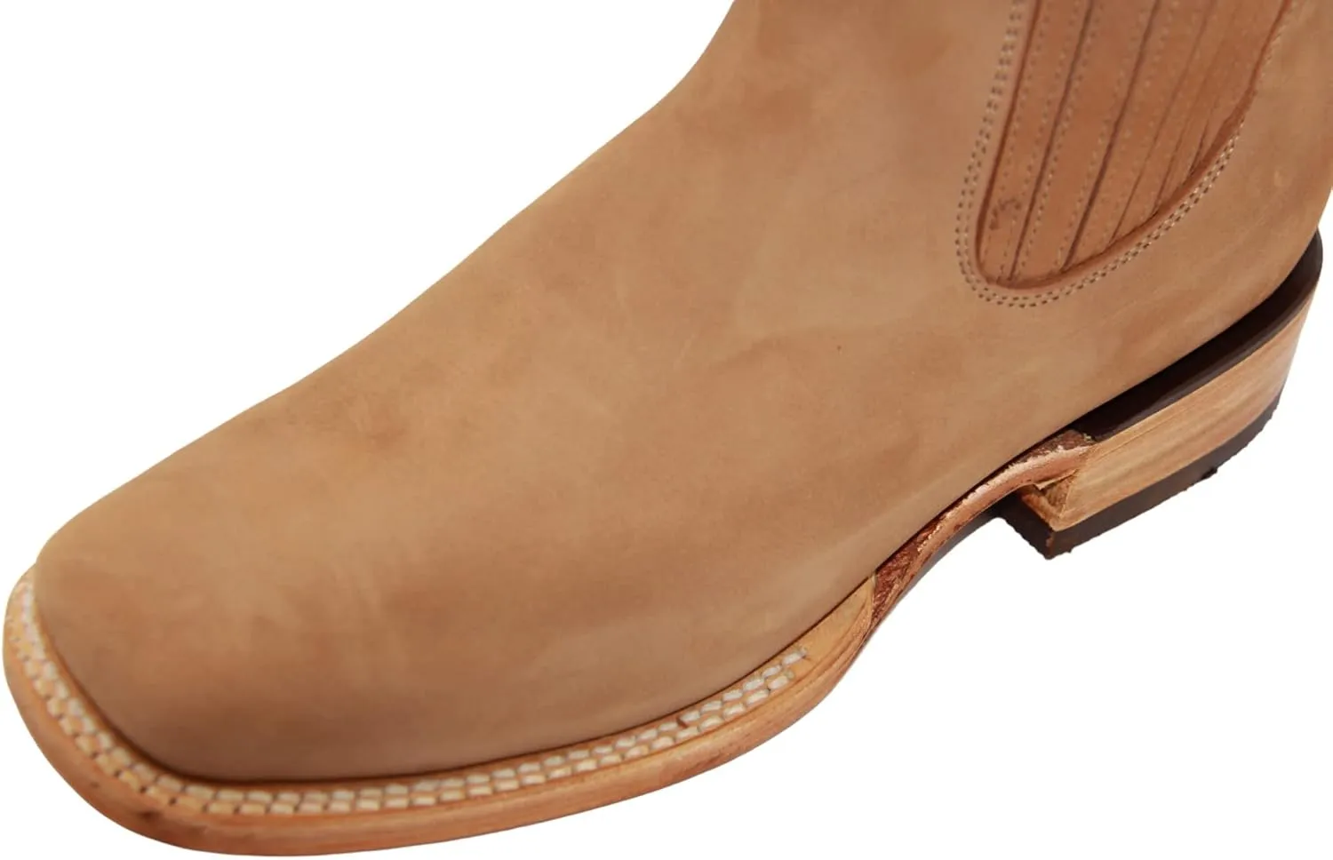 Women's Leather Short Ankle Cowboy Boots, Low Heel Western Bootie