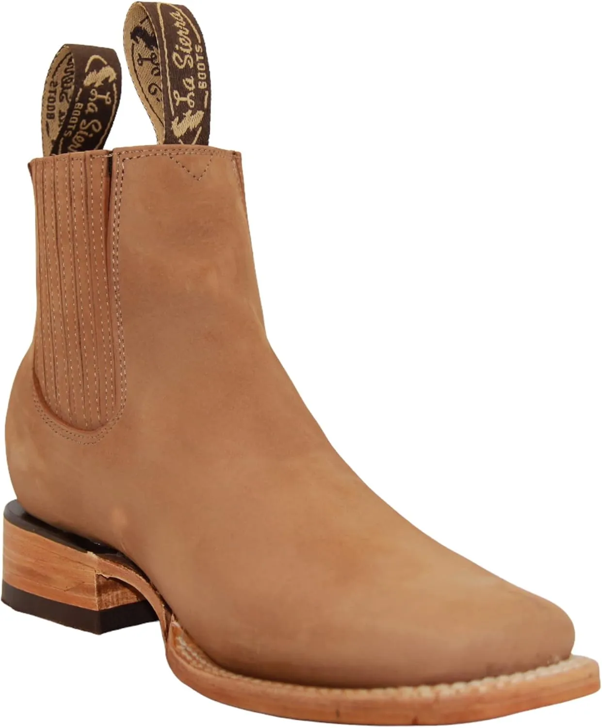Women's Leather Short Ankle Cowboy Boots, Low Heel Western Bootie
