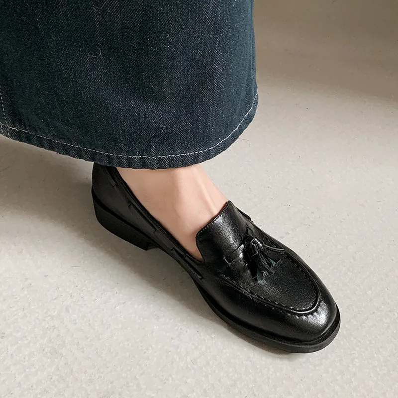 Women's Retro Classic Preppy Style Tassel Loafers for College Outfits