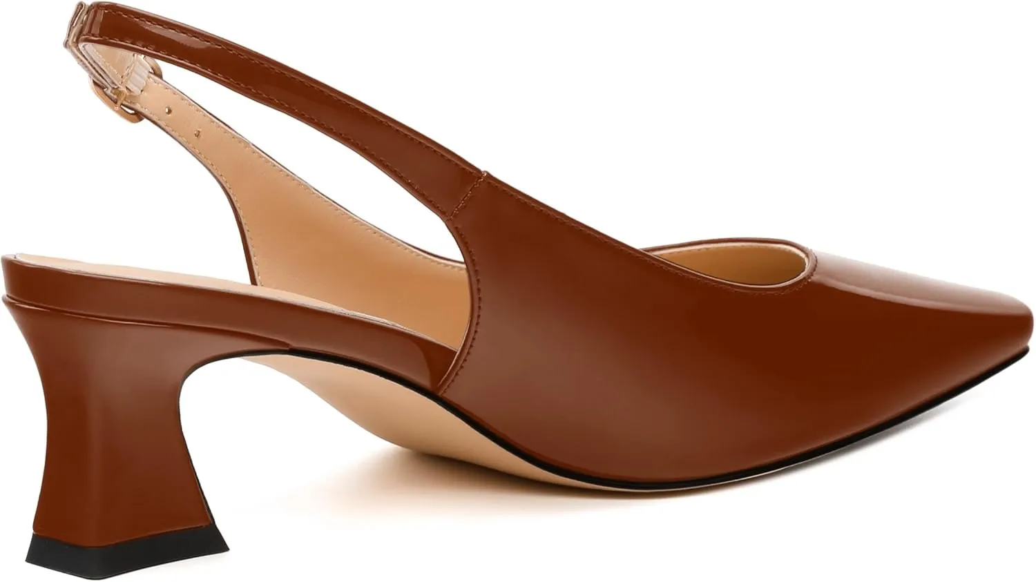 Womens Slingbacks, Small Square Toe Mid Block Heel Slingback Pumps for Women, Leather Insole Pumps Shoes Buckle Closure 2"