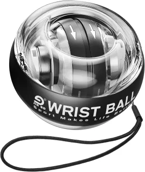 Wrist Trainer/Strengthener Gyro Ball Auto-Start Gyroscopic Forearm Exerciser for Strengthen Arms, Fingers, Wrist Bones and Muscles （Black Without Light）